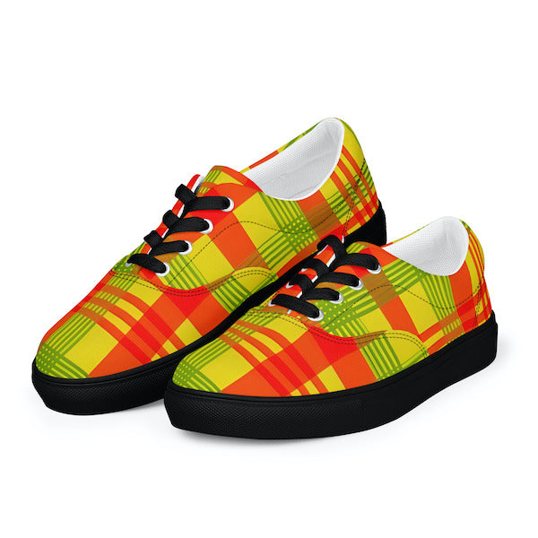 Sneakers en Madras avec lacets – Homme