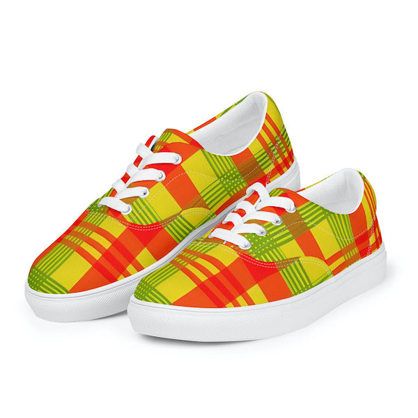 Sneakers en Madras avec lacets – Homme
