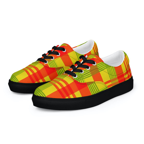 Sneakers en Madras avec lacets – Homme