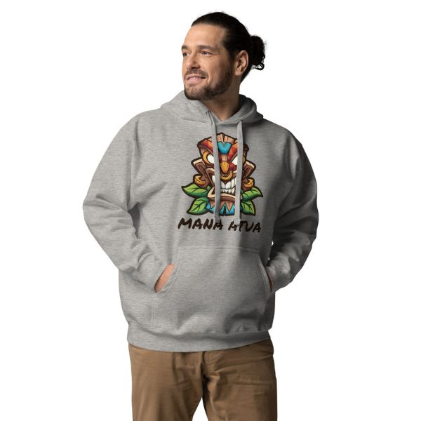 Sweat Shirt à capuche Gris pour Homme ou Femme - Mana Atua - Maori