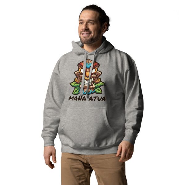Sweat Shirt à capuche Gris pour Homme ou Femme - Mana Atua - Maori