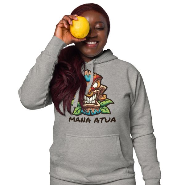 Sweat Shirt à capuche Gris pour Homme ou Femme - Mana Atua - Maori