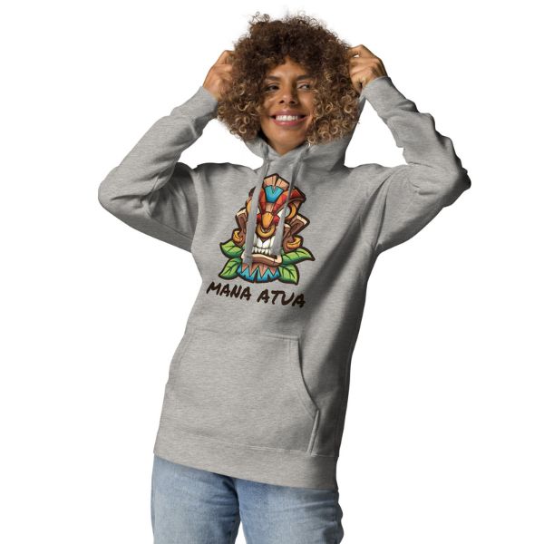 Sweat Shirt à capuche Gris pour Homme ou Femme - Mana Atua - Maori