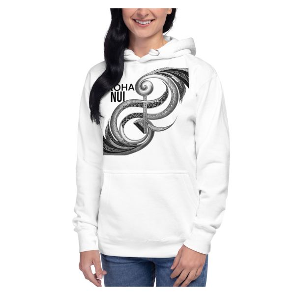 Sweat Shirt à capuche Blanc unisexe - Symbole Maori - Aroha Nui
