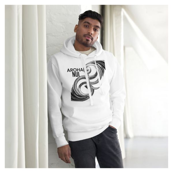 Sweat Shirt à capuche Blanc unisexe - Symbole Maori - Aroha Nui