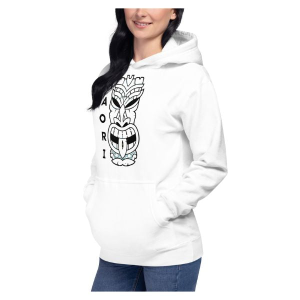 Sweat Shirt à capuche Blanc unisexe - Symbole Maori - TiKi