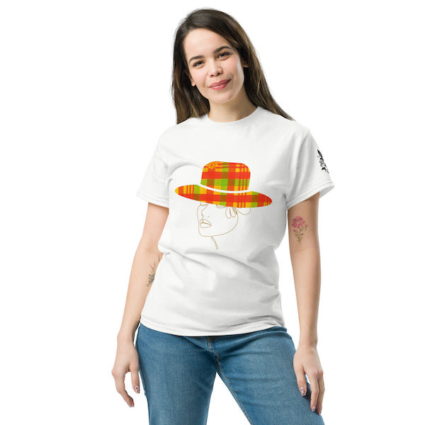 T-shirt Femme – Madras – Design Femme au Chapeau Antillais