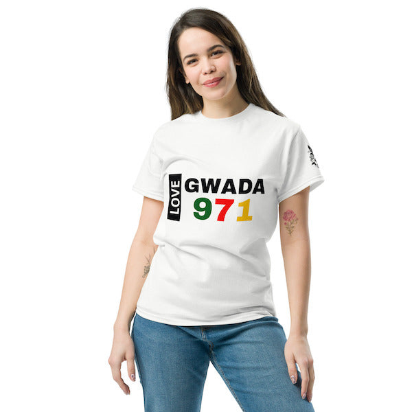 T-shirt Unisexe - Design Love Gwada 971 - Guadeloupe