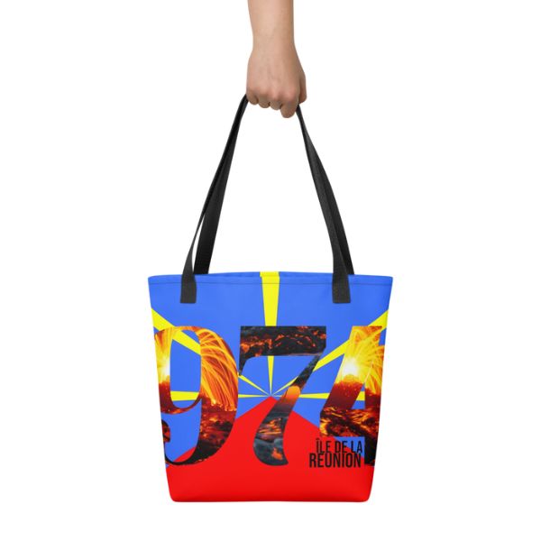 Grand Tote Bag Bio Design 974 La Réunion – Symbole du Volcan Piton de la Fournaise
