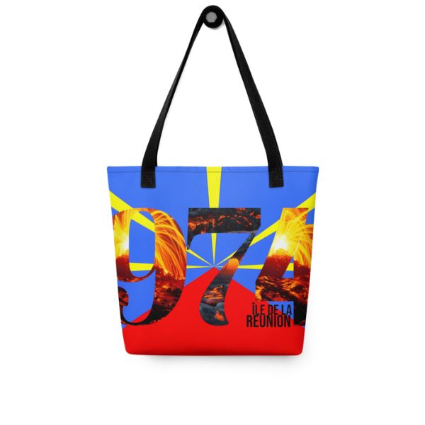 Grand Tote Bag Bio Design 974 La Réunion – Symbole du Volcan Piton de la Fournaise