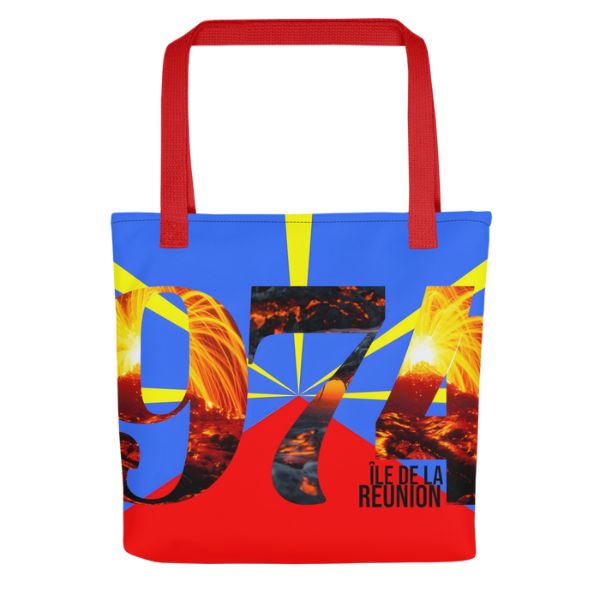 Grand Tote Bag Bio Design 974 La Réunion – Symbole du Volcan Piton de la Fournaise