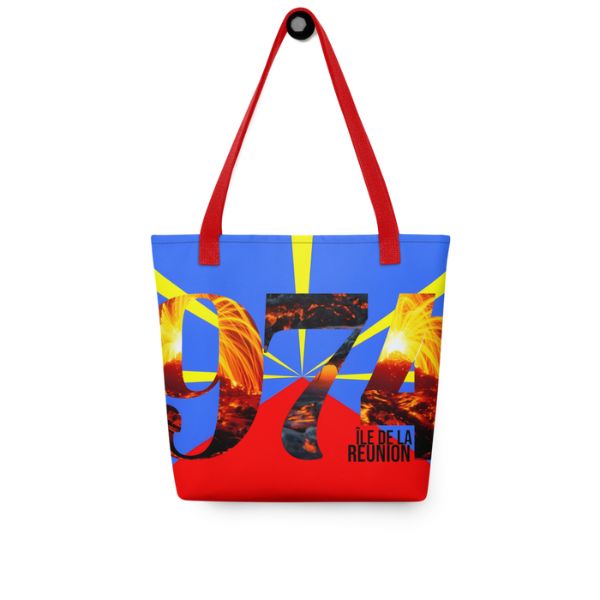 Grand Tote Bag Bio Design 974 La Réunion – Symbole du Volcan Piton de la Fournaise