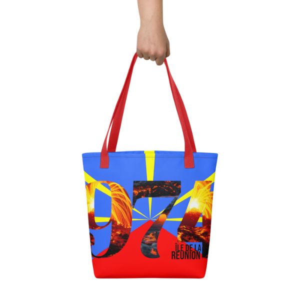 Grand Tote Bag Bio Design 974 La Réunion – Symbole du Volcan Piton de la Fournaise