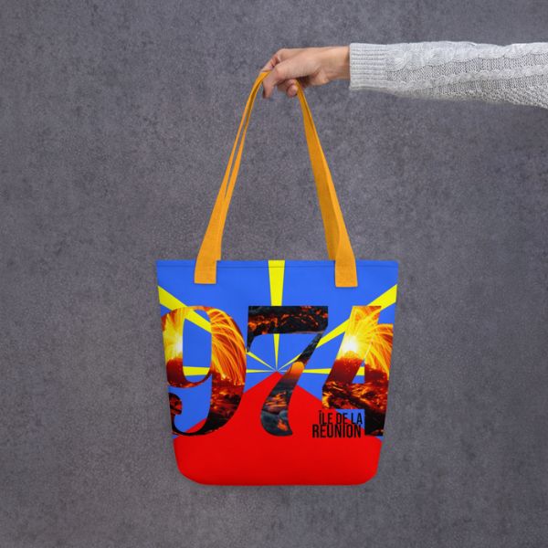 Grand Tote Bag Bio Design 974 La Réunion – Symbole du Volcan Piton de la Fournaise