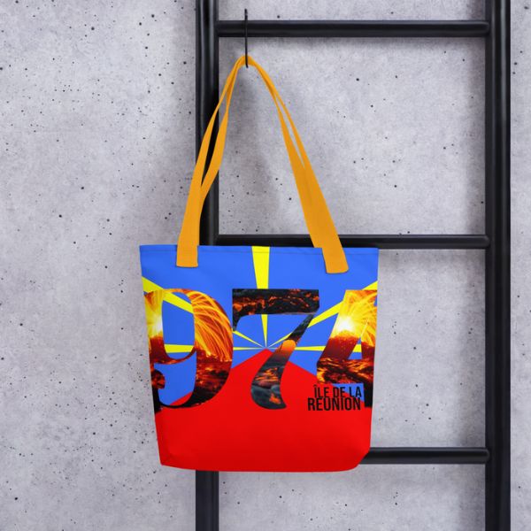 Grand Tote Bag Bio Design 974 La Réunion – Symbole du Volcan Piton de la Fournaise