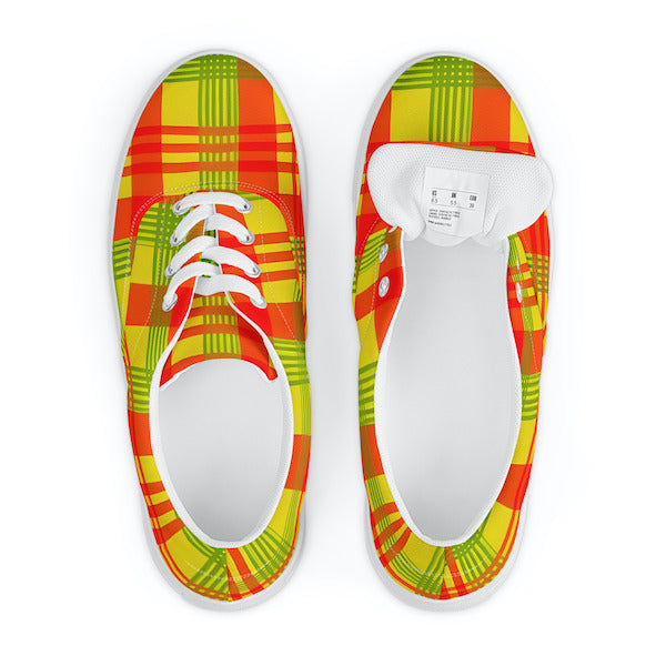 Sneakers en Madras avec lacets – Femme