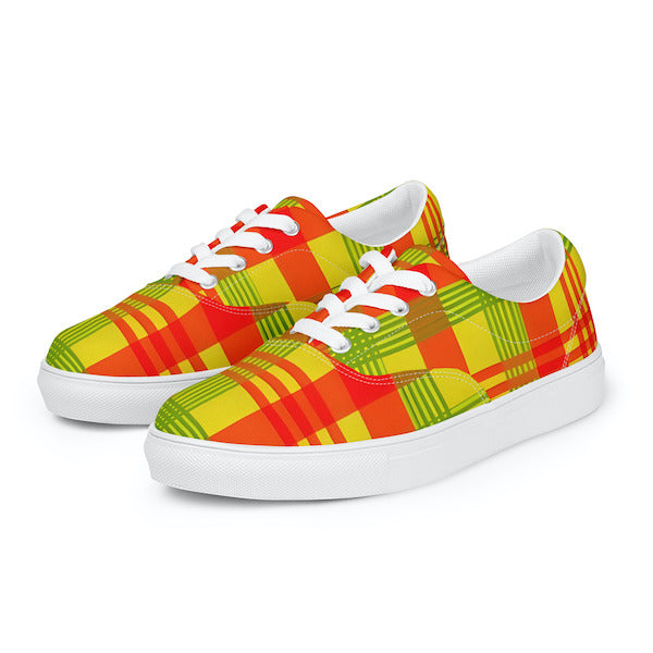 Sneakers en Madras avec lacets – Femme