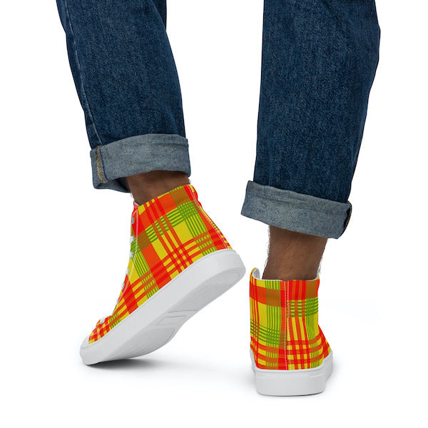 Baskets hautes en toile  Madras HOMME
