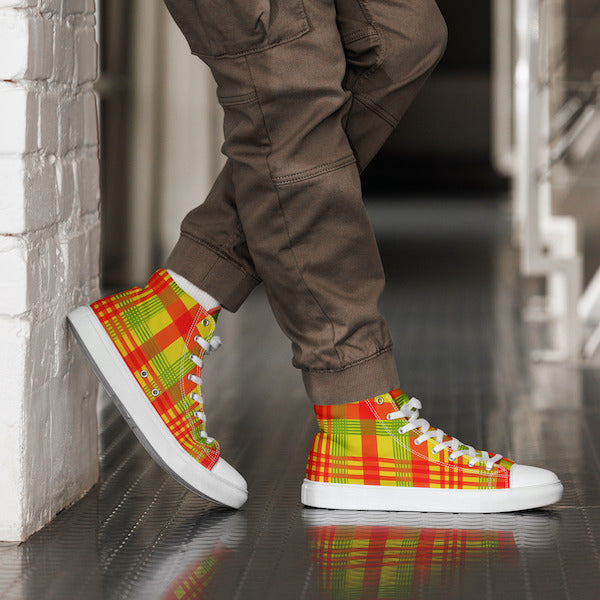 Baskets hautes en toile  Madras HOMME