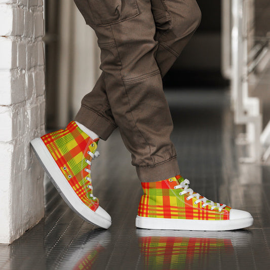 Baskets hautes en toile  Madras HOMME