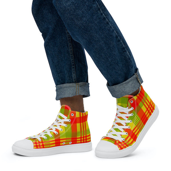 Baskets hautes en toile  Madras HOMME