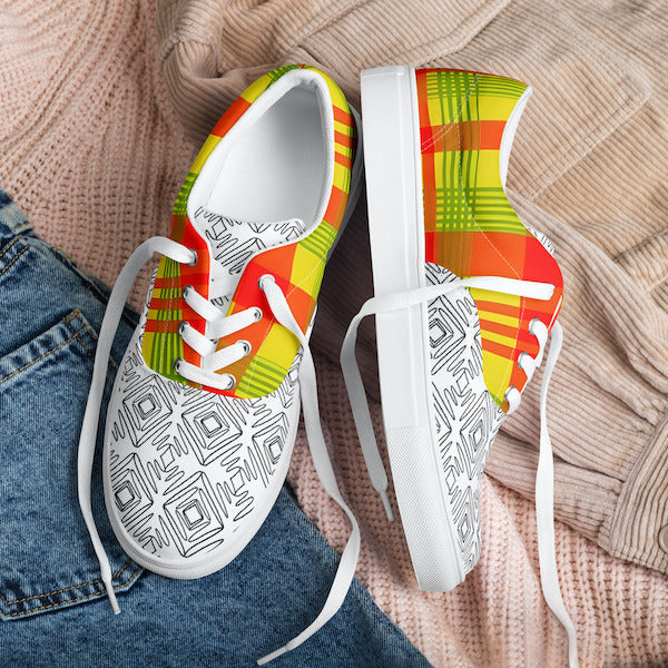 Sneakers Madras avec lacets pour homme