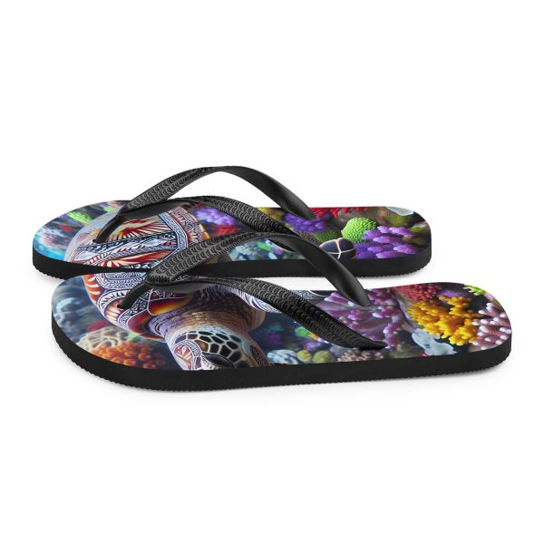 Tongs unisexes homme femme design tortue marine motifs tribaux îles