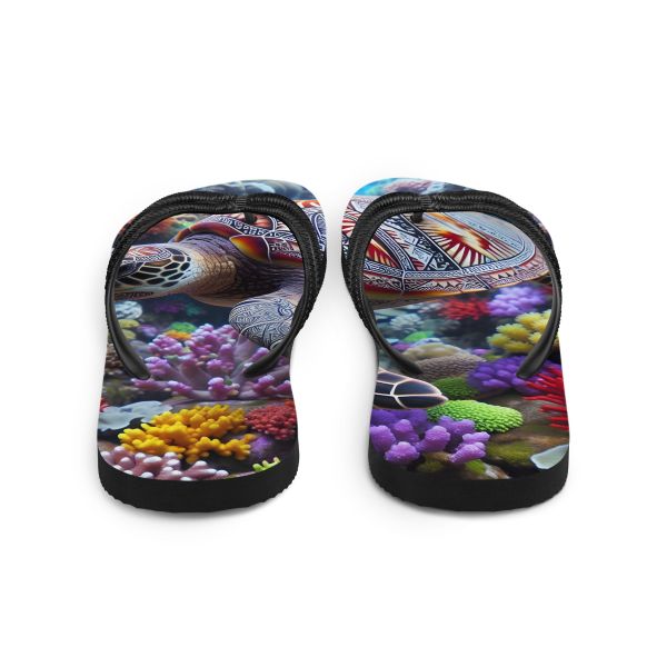 Tongs unisexes homme femme design tortue marine motifs tribaux îles