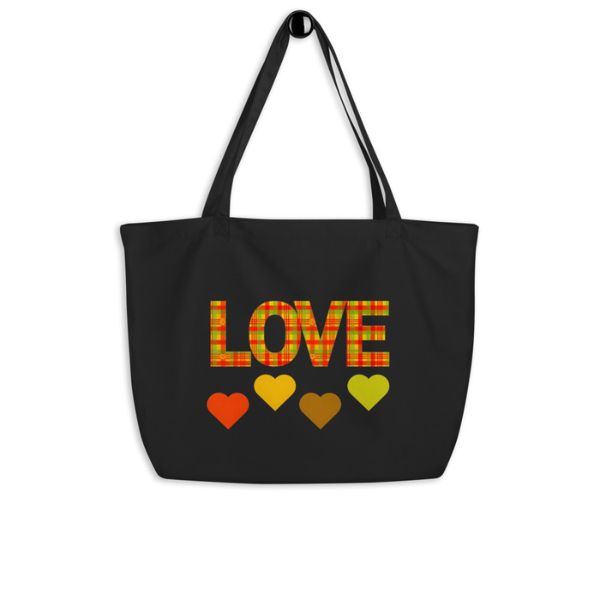 Grand Tote Bag Design Love en Madras – Élégance et Tradition des Antilles