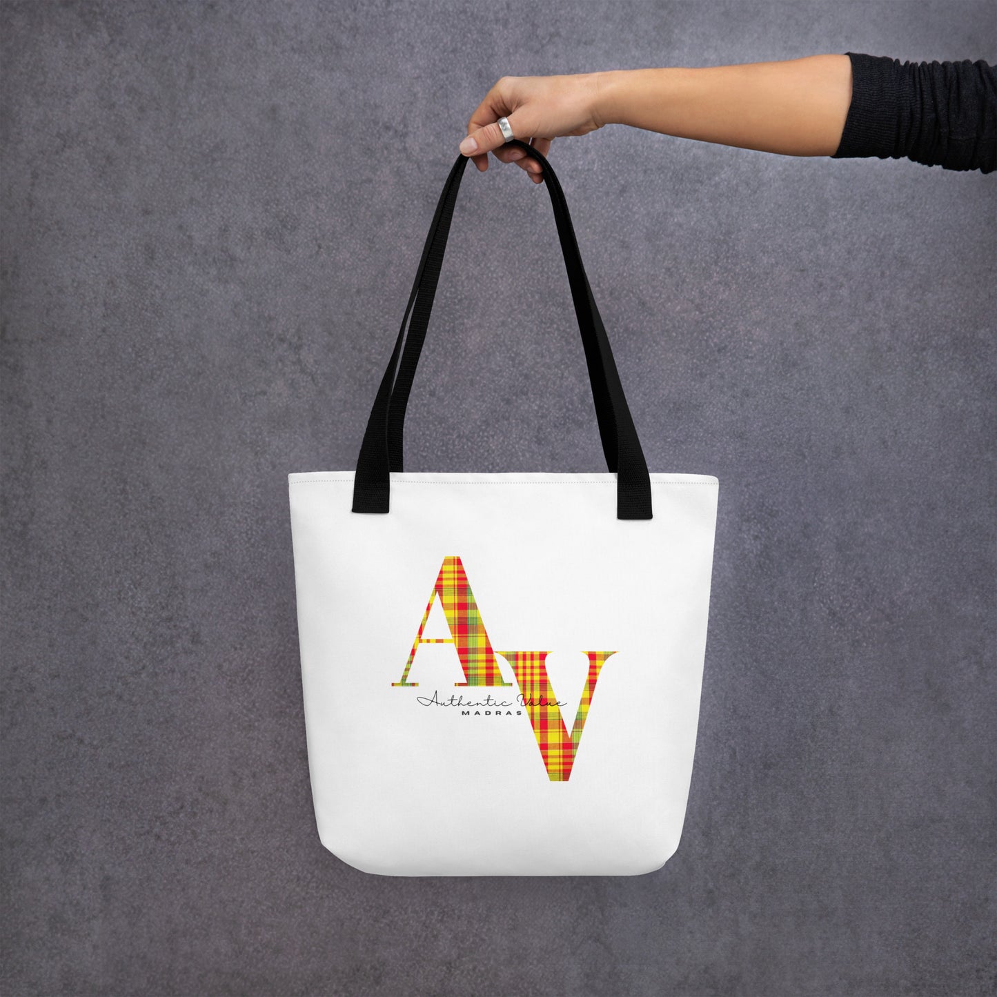 Sac ToteBag réutilisable etnique - Authentic Valu Madras - Impression fr