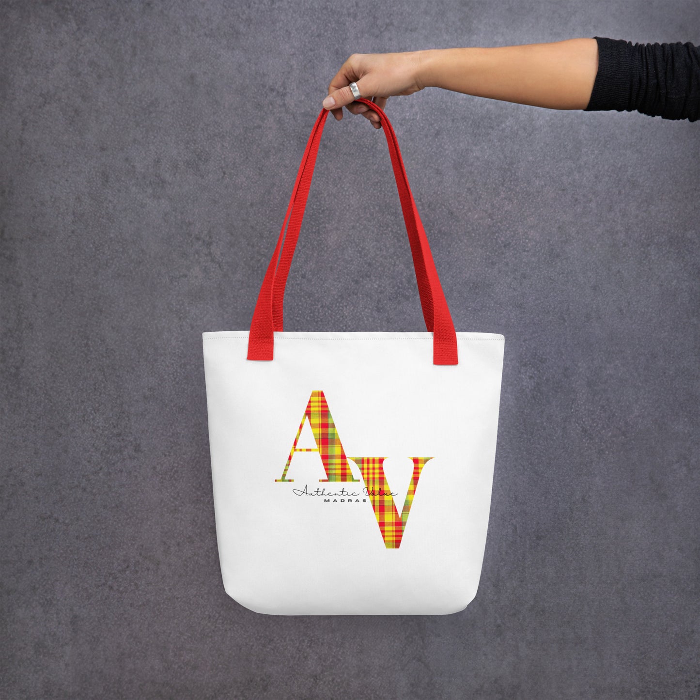 Sac ToteBag réutilisable etnique - Authentic Valu Madras - Impression fr