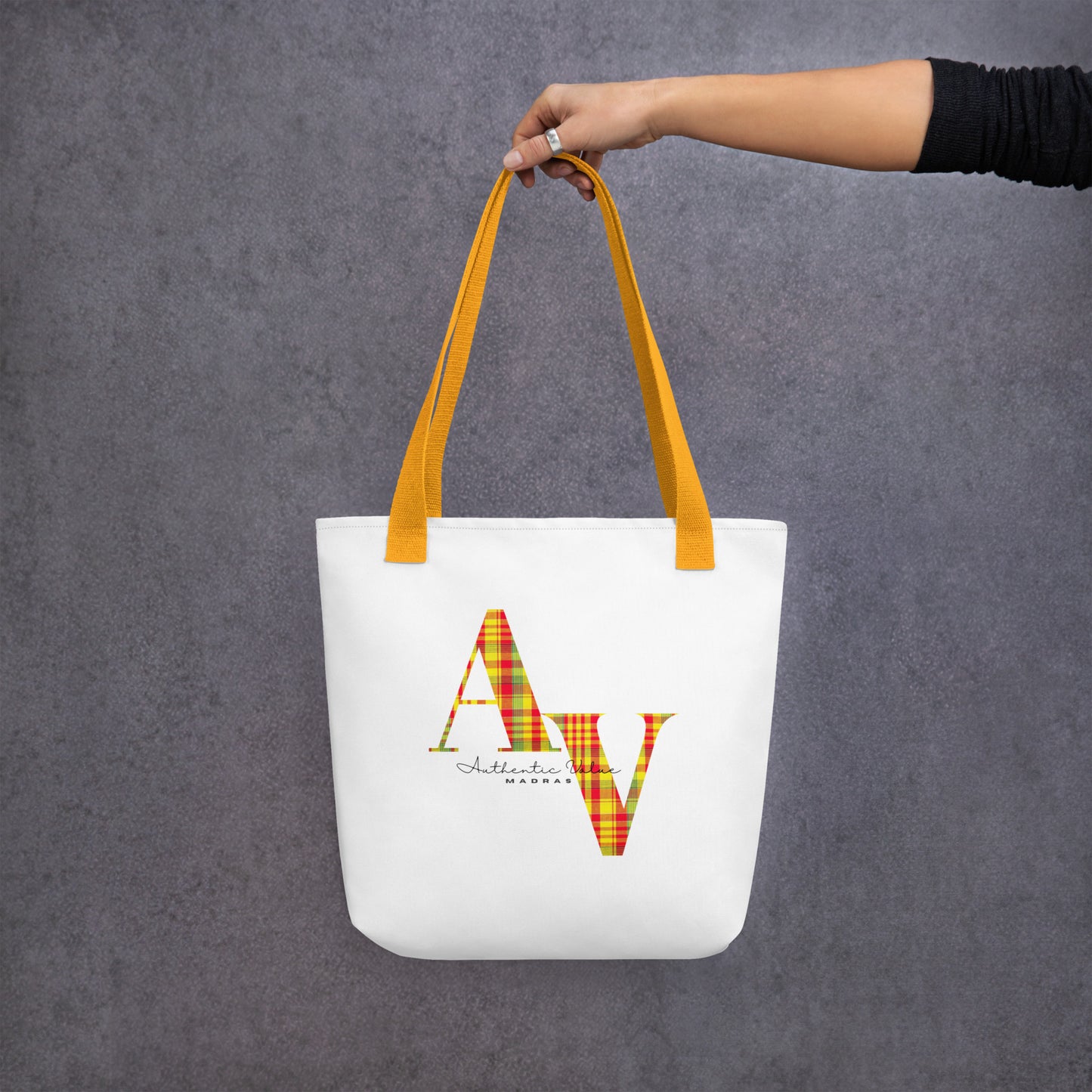 Sac ToteBag réutilisable etnique - Authentic Valu Madras - Impression fr