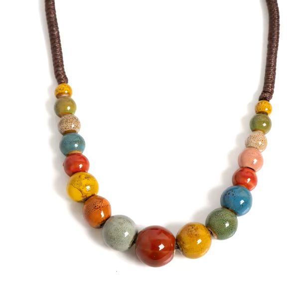 Collier en Céramique Multicolore – Création Artisanale de Martinique