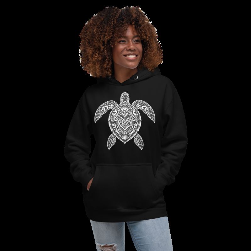 Sweat Shirt à capuche Unisexe - Homme ou Femme - Tortue - Polynésie
