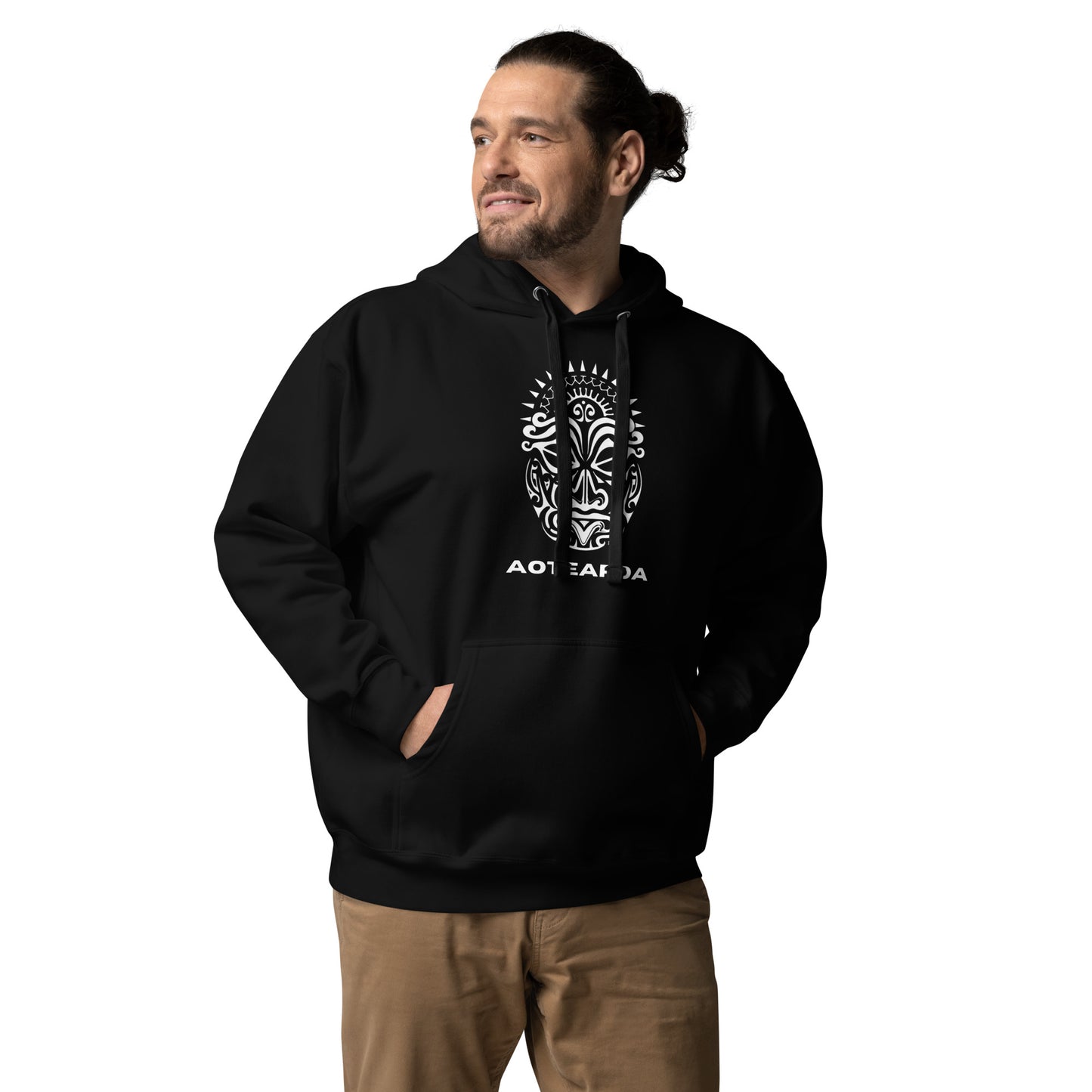Sweat Shirt à capuche Blanc Unisexe - Homme ou Femme - Visage Maori - AOTEAORA