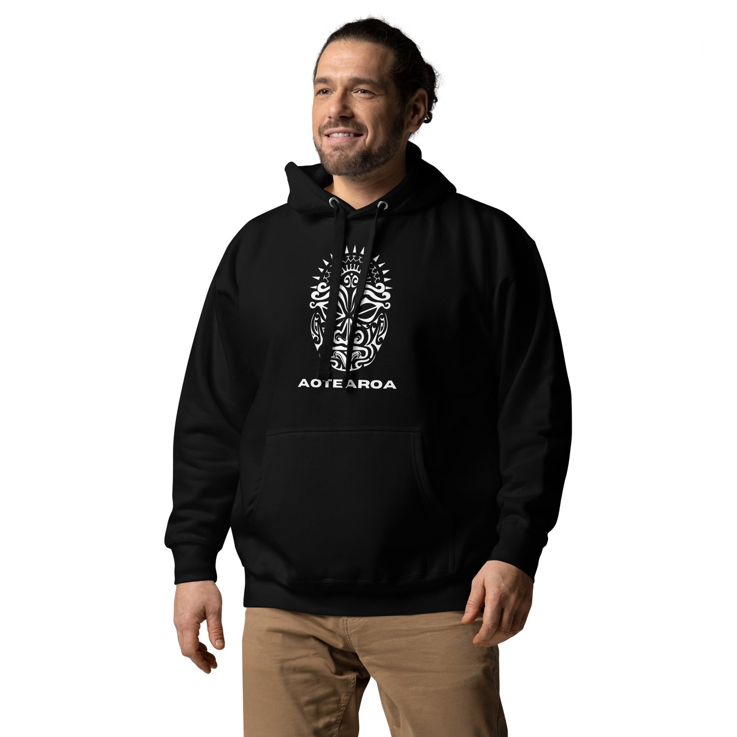 Sweat Shirt à capuche Blanc Unisexe - Homme ou Femme - Visage Maori - AOTEAORA