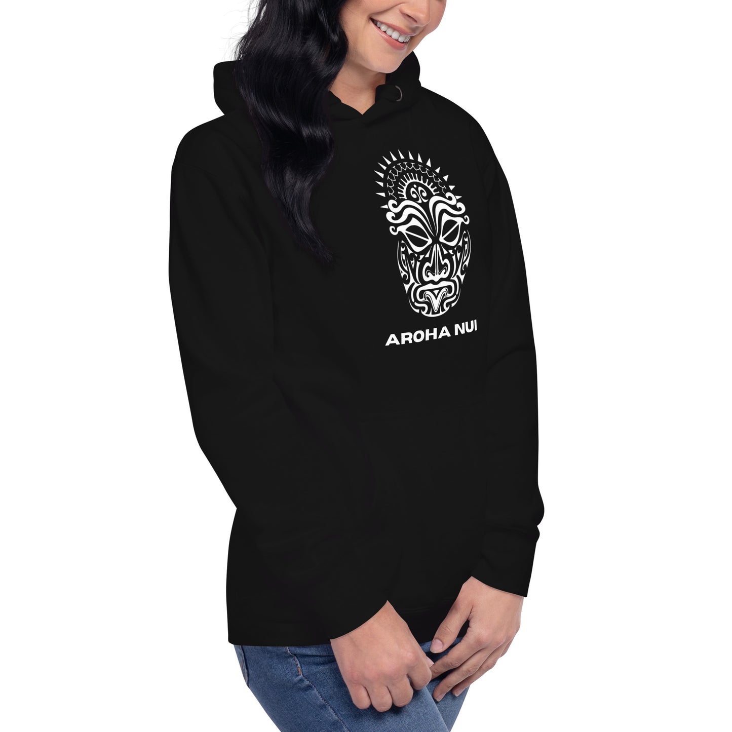 Sweat Shirt à capuche Unisexe - Homme ou Femme - Visage Maori - AROHA NUI