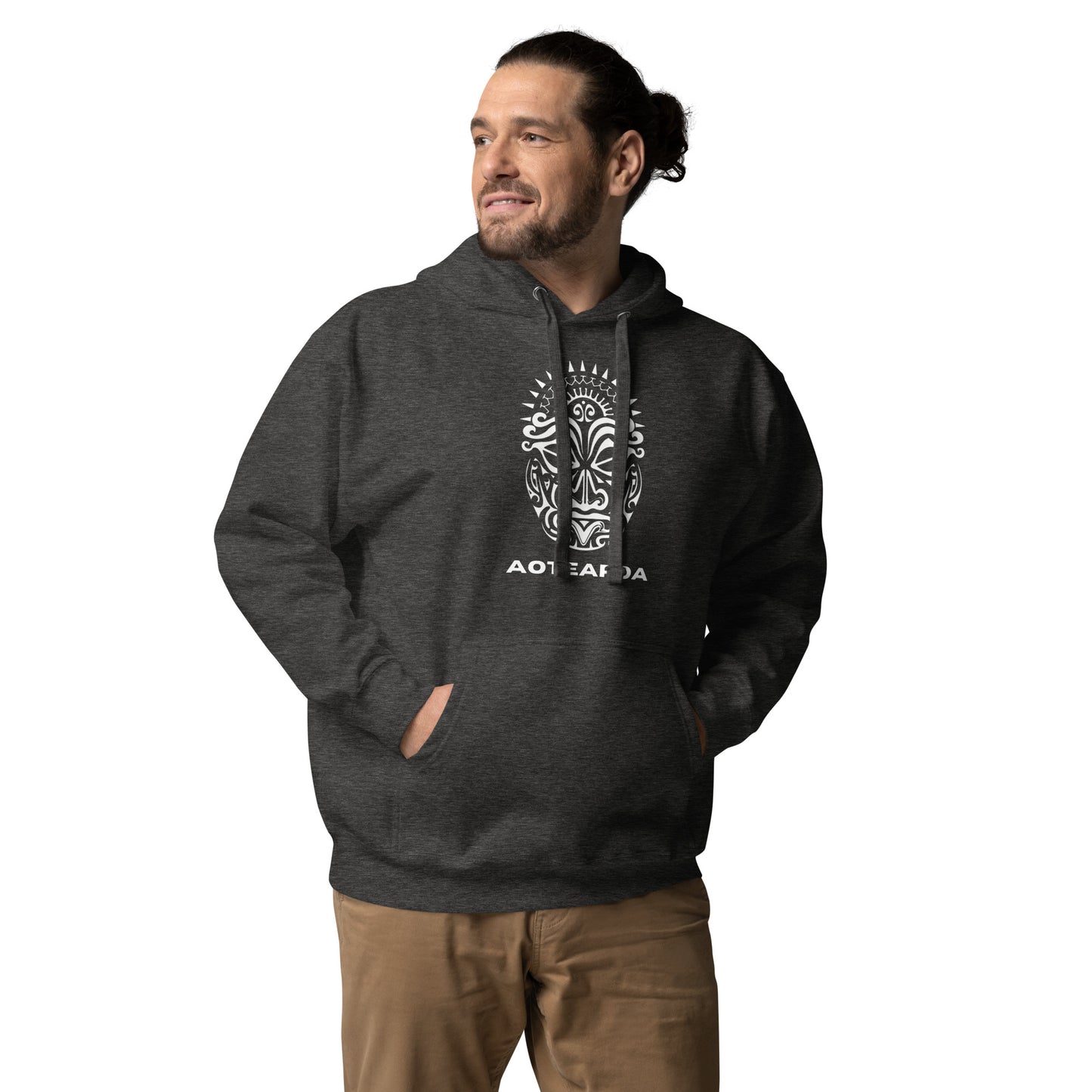 Sweat Shirt à capuche Blanc Unisexe - Homme ou Femme - Visage Maori - AOTEAORA