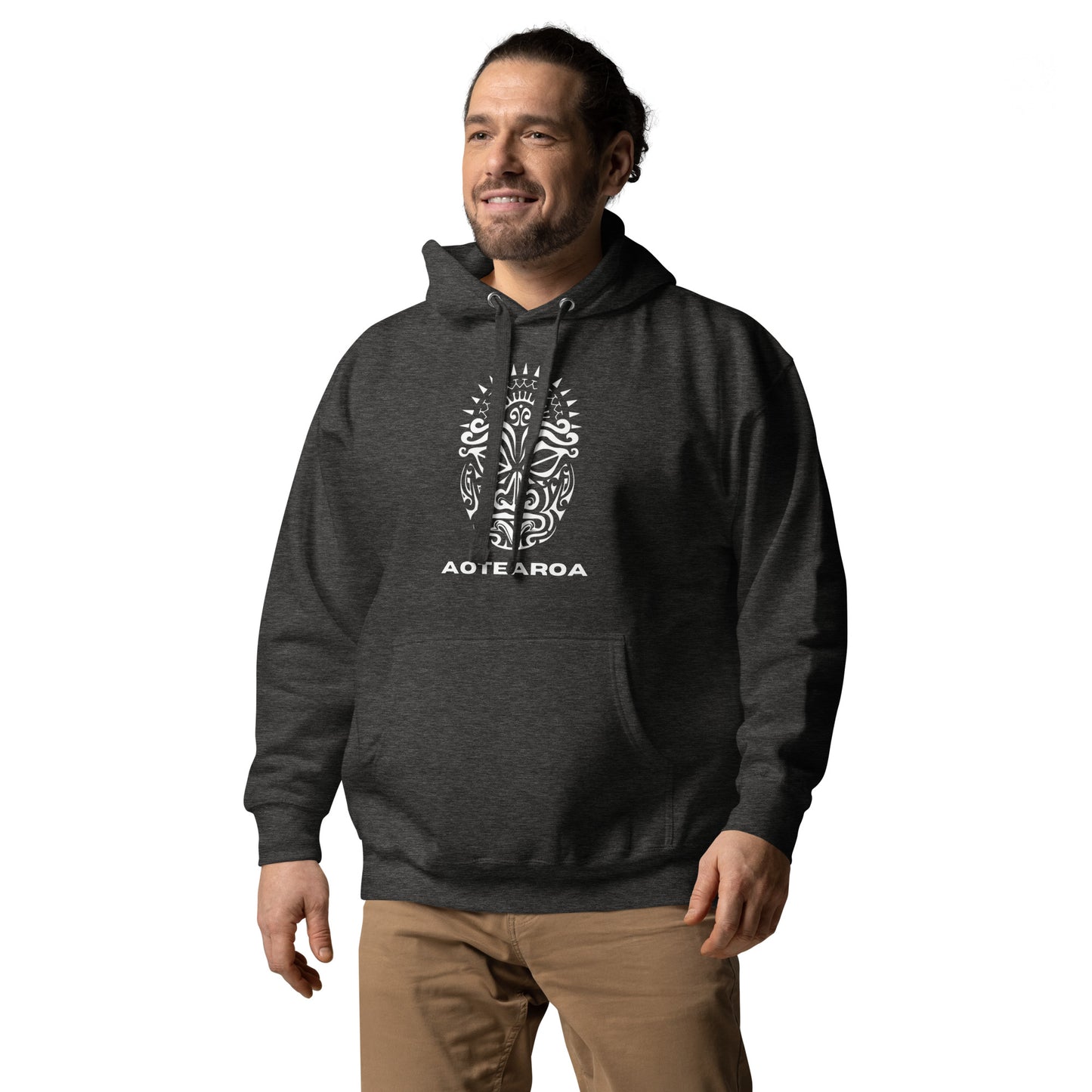 Sweat Shirt à capuche Blanc Unisexe - Homme ou Femme - Visage Maori - AOTEAORA