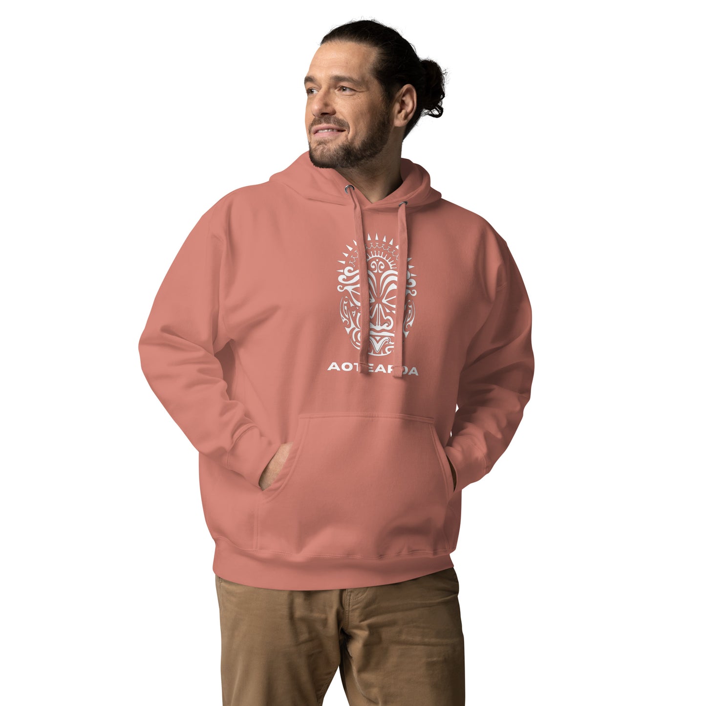 Sweat Shirt à capuche Blanc Unisexe - Homme ou Femme - Visage Maori - AOTEAORA