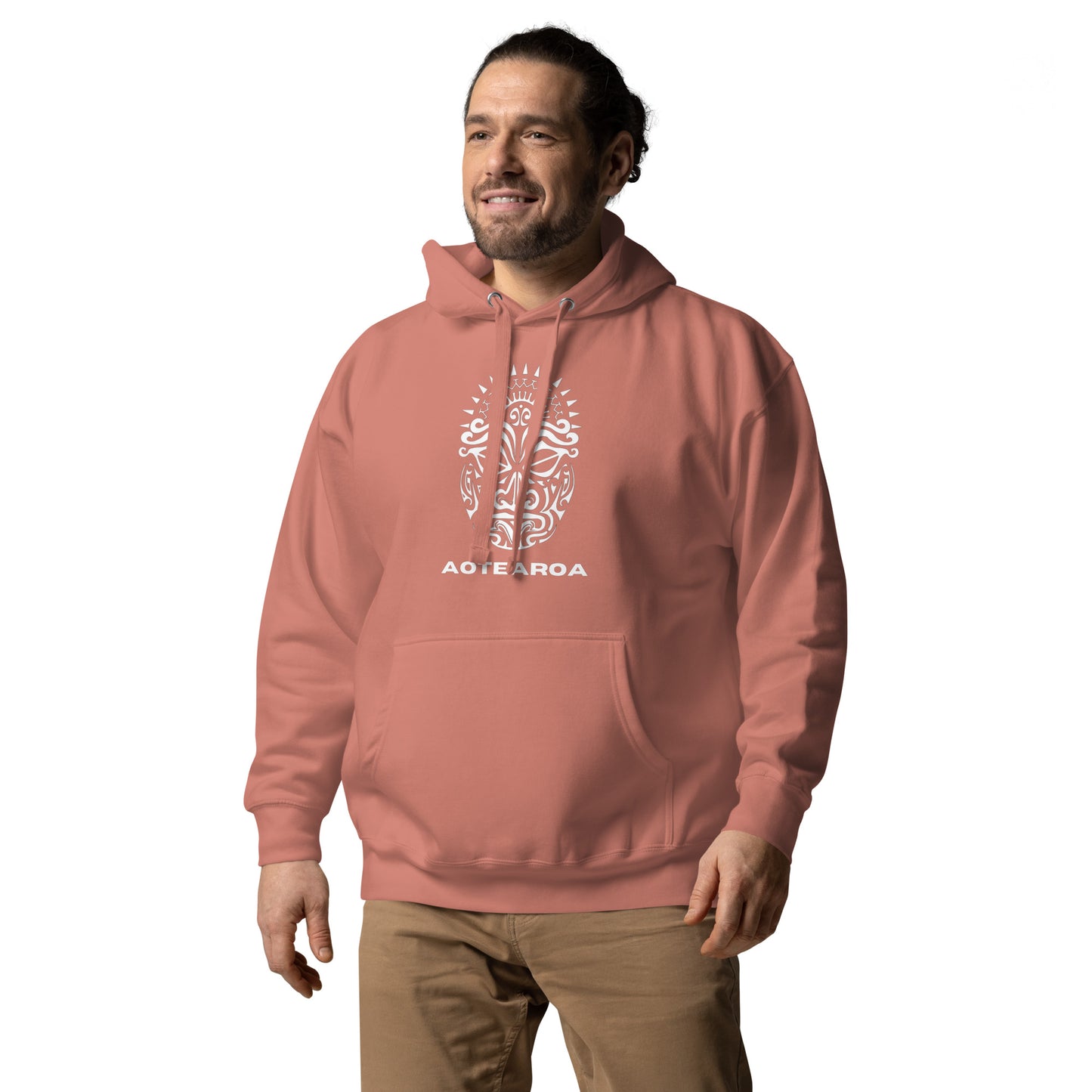 Sweat Shirt à capuche Blanc Unisexe - Homme ou Femme - Visage Maori - AOTEAORA