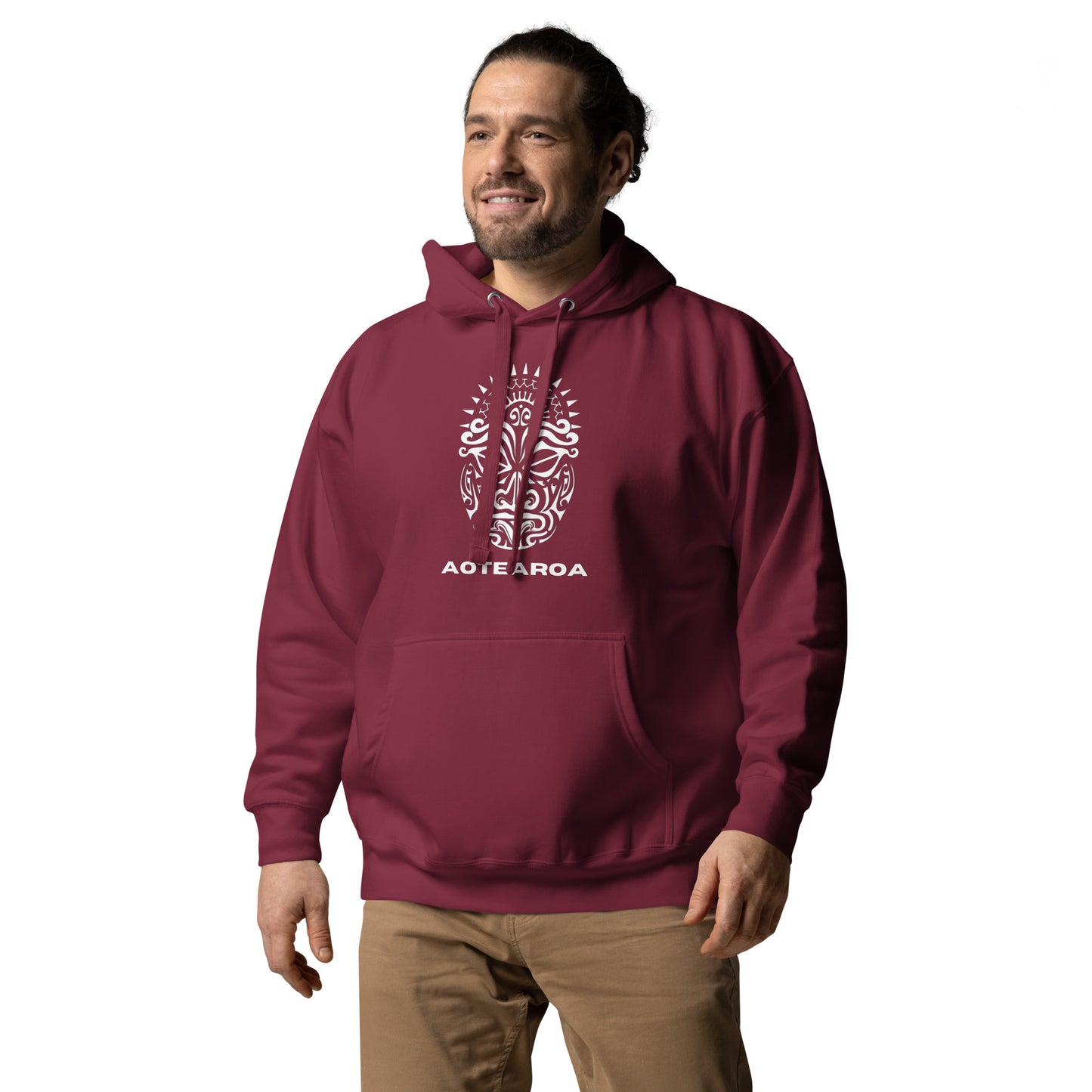 Sweat Shirt à capuche Blanc Unisexe - Homme ou Femme - Visage Maori - AOTEAORA