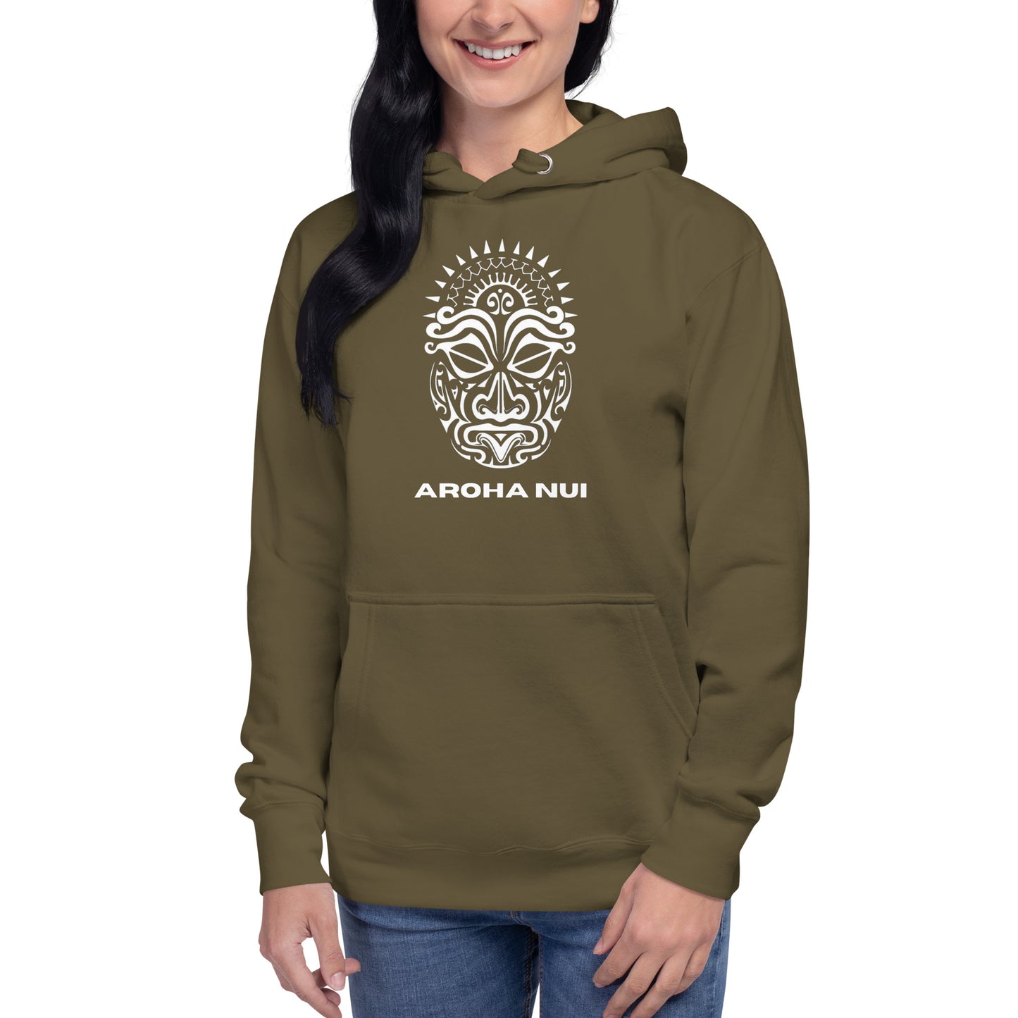Sweat Shirt à capuche Unisexe - Homme ou Femme - Visage Maori - AROHA NUI