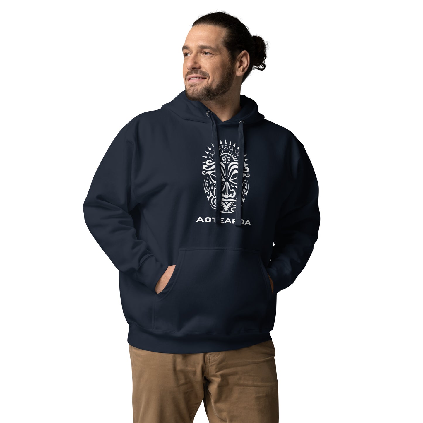 Sweat Shirt à capuche Blanc Unisexe - Homme ou Femme - Visage Maori - AOTEAORA