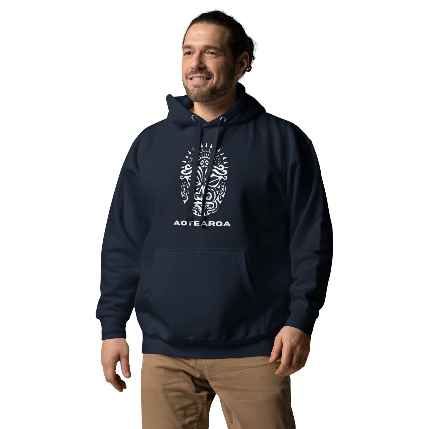 Sweat Shirt à capuche Blanc Unisexe - Homme ou Femme - Visage Maori - AOTEAORA