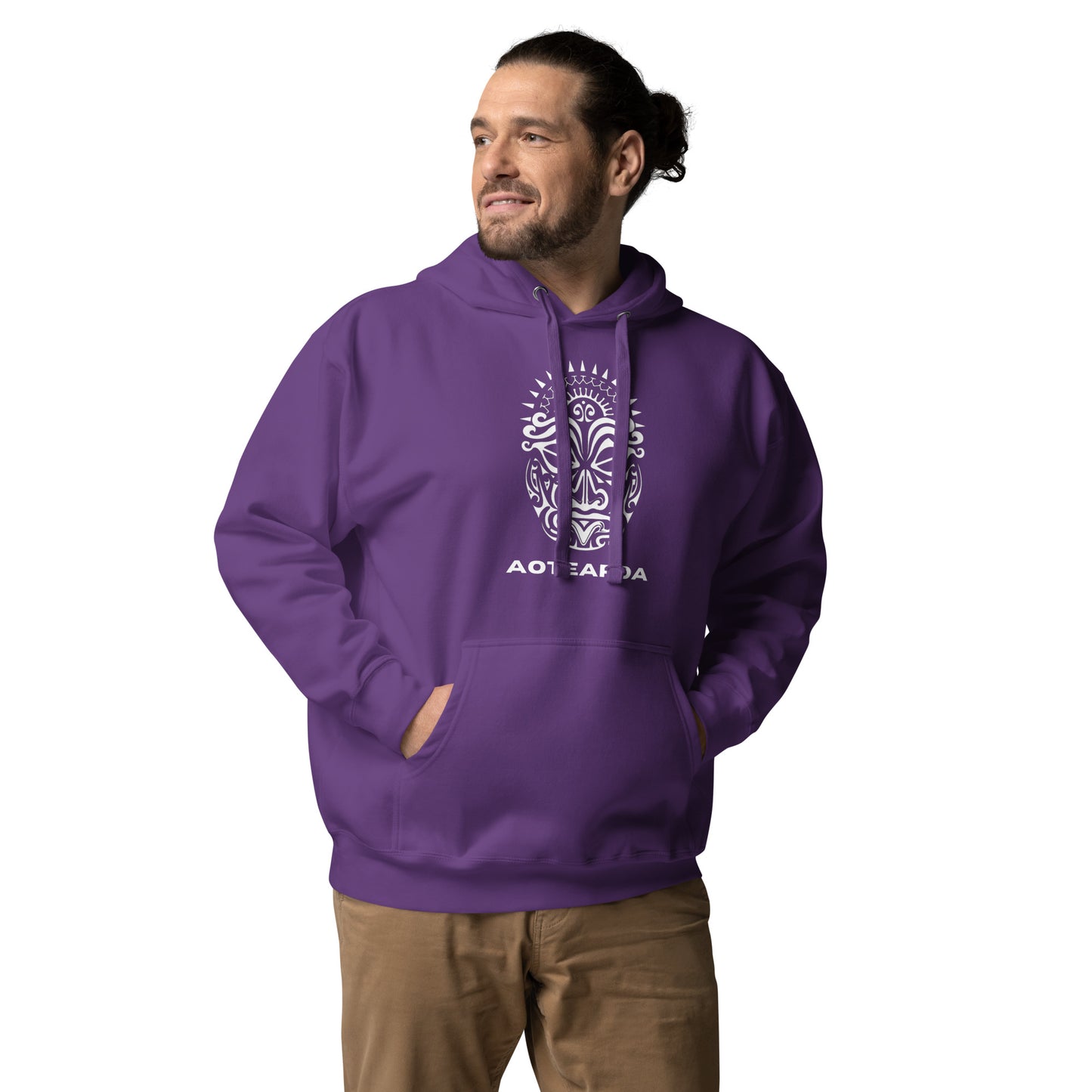 Sweat Shirt à capuche Blanc Unisexe - Homme ou Femme - Visage Maori - AOTEAORA