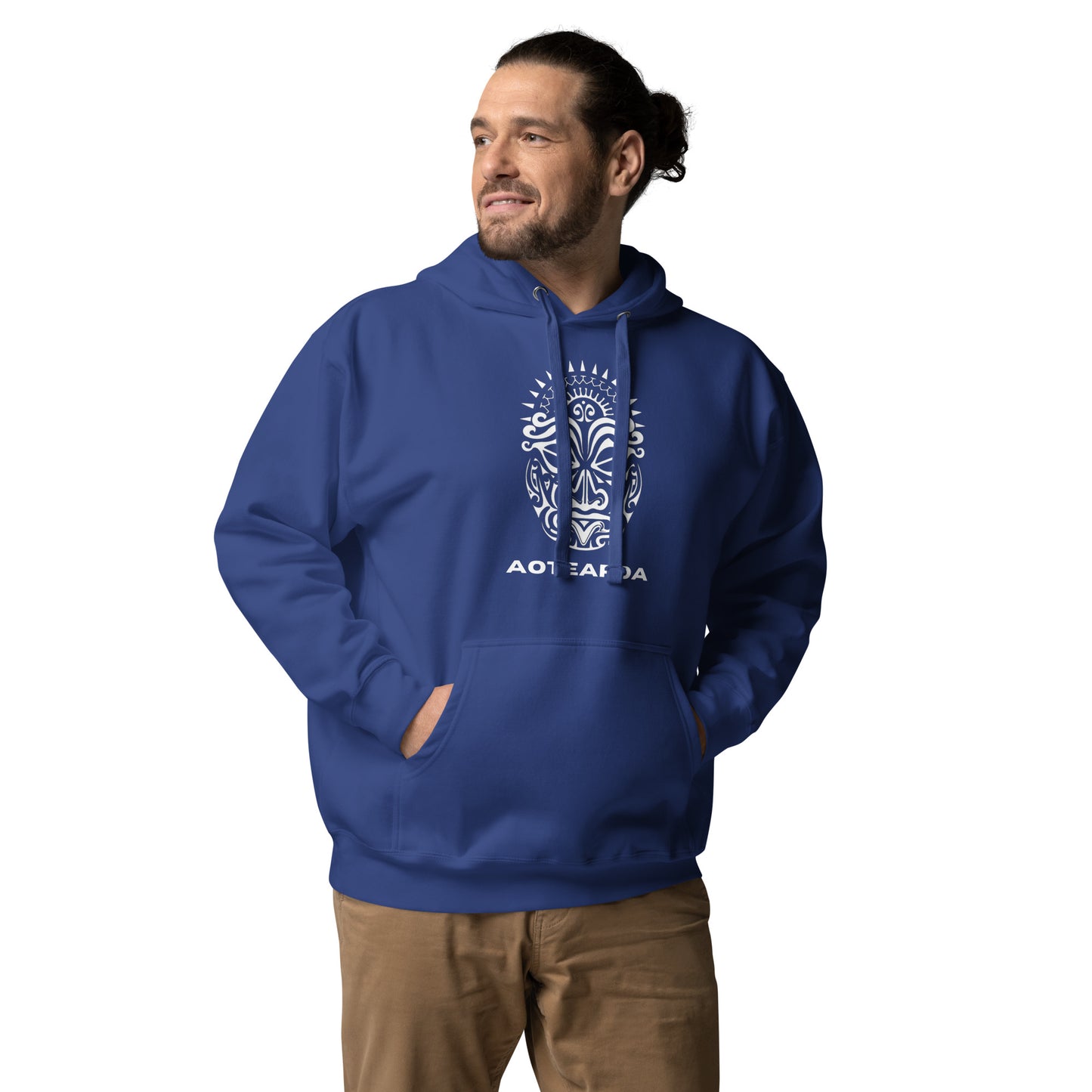 Sweat Shirt à capuche Blanc Unisexe - Homme ou Femme - Visage Maori - AOTEAORA