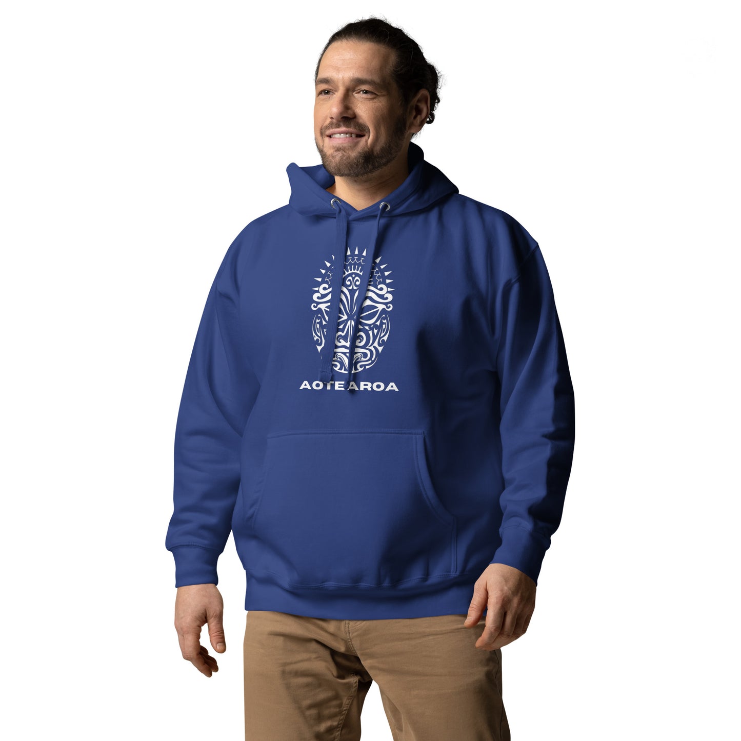 Sweat Shirt à capuche Blanc Unisexe - Homme ou Femme - Visage Maori - AOTEAORA