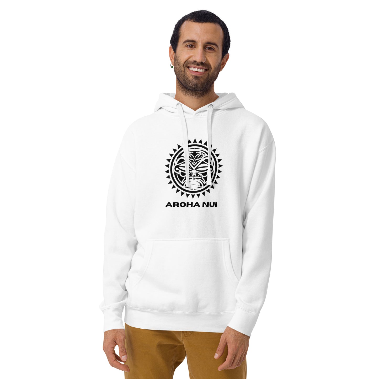 Sweat Shirt à capuche Blanc pour Homme - Visage Maori - OROHA NUI