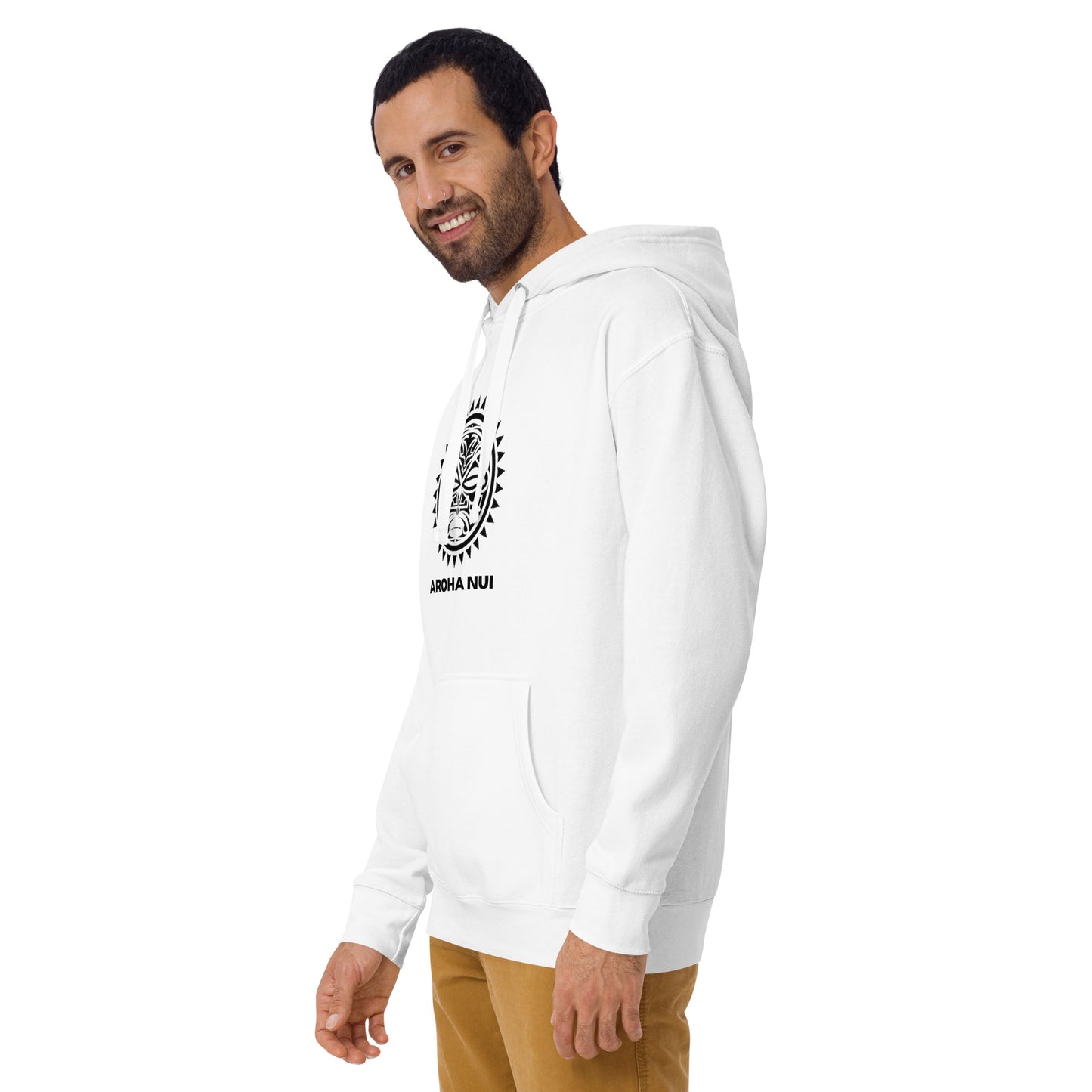 Sweat Shirt à capuche Blanc pour Homme - Visage Maori - OROHA NUI